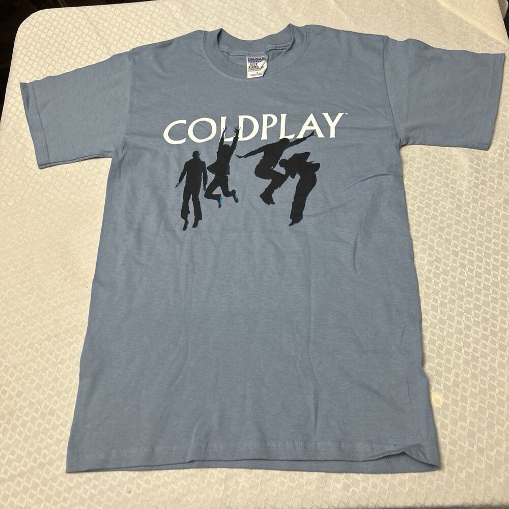 Coldplay Twisted Logic Tour Blue Unisex Band Tee Size Small Front And Back Hit